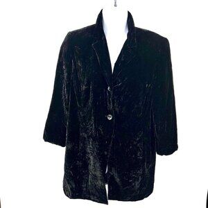 BLACK CRUSHED VELVET INC INTERNATIONAL CONCEPTS WOMAN LONG JACKET - 16W